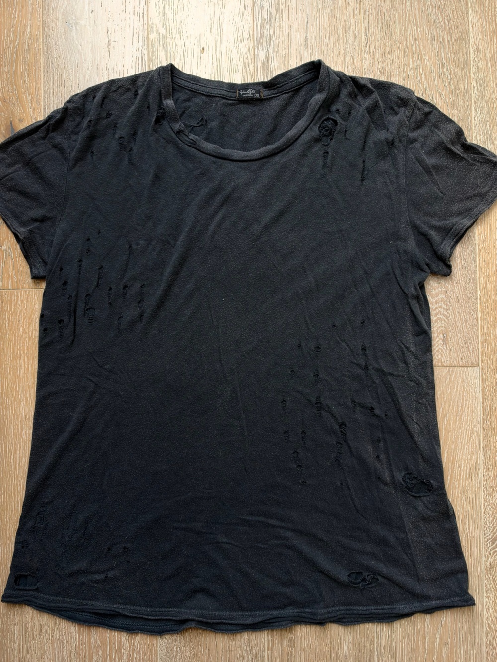 John Galt | Brandy Melville Black Distressed Short Sleeve T-Shirt